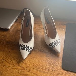 DSQUARED2 white logo high heels shoes